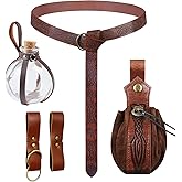 JBKN Women Renaissance Accessories Medieval Viking Belt Potion Bottles Belt Bag Leather Skirt Hikes