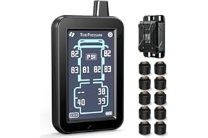 GUTA RV Tire Pressure Monitoring System, Tire Pressure Monitor System with 4.3" Touchscreen Color LCD Display, TPMS with 10 Sensors & 6 Alarm Modes, Signal Booster, 0-188PSI for RV/Trailer/5th Wheel