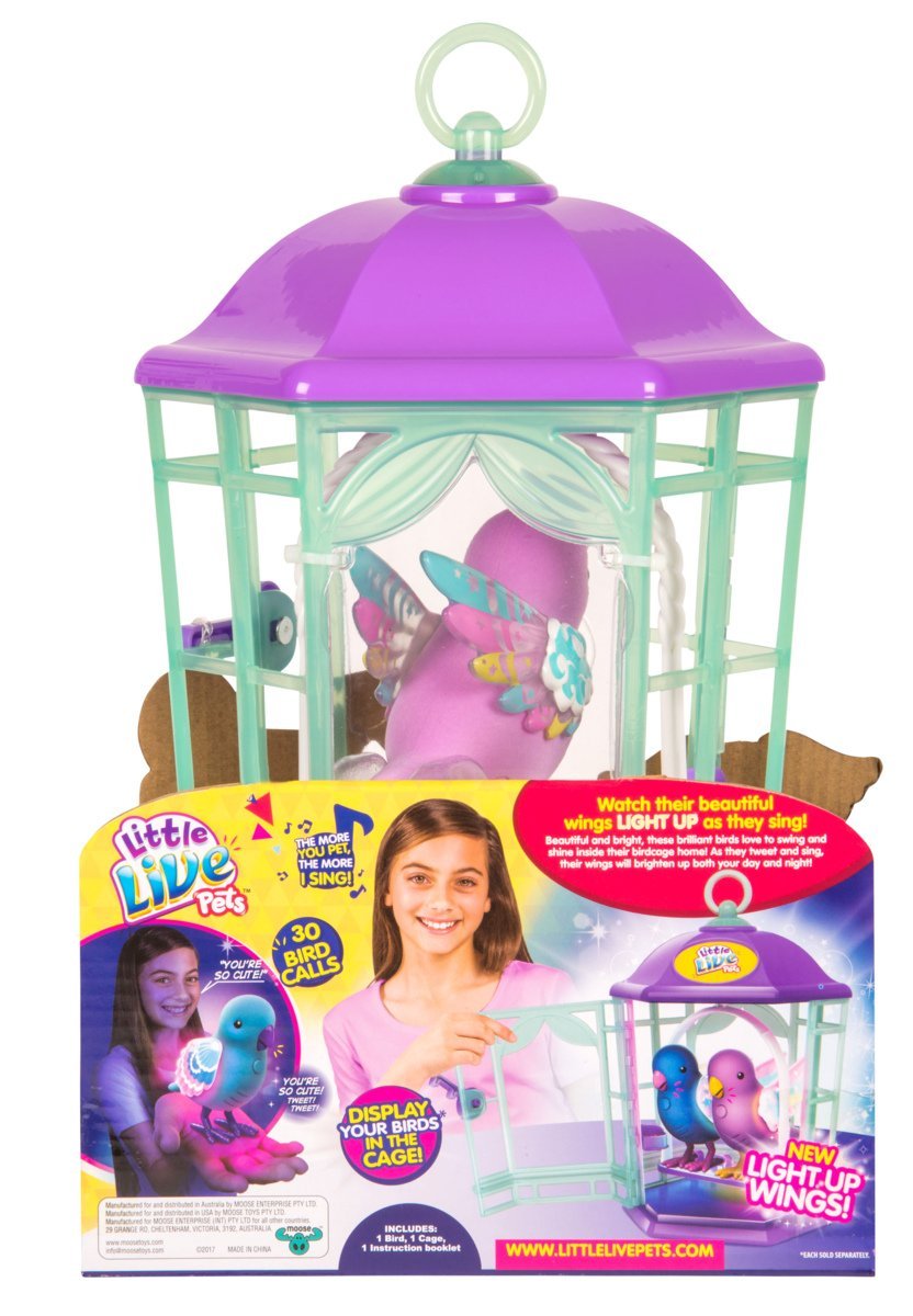 Little Live Pets Bird With Cage Rainbow Glow Childrens Toy Moose Toys 28547
