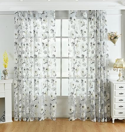 Amazon Com Simbra Multicolored Sheer Curtains Rod Pocket White