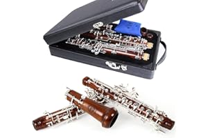 Rochix Oboe Professional Performance Level RHS13 Redwood Body Silver Plated Semi Automatic C Tone with 2 Reeds,1 Cleaning Clo