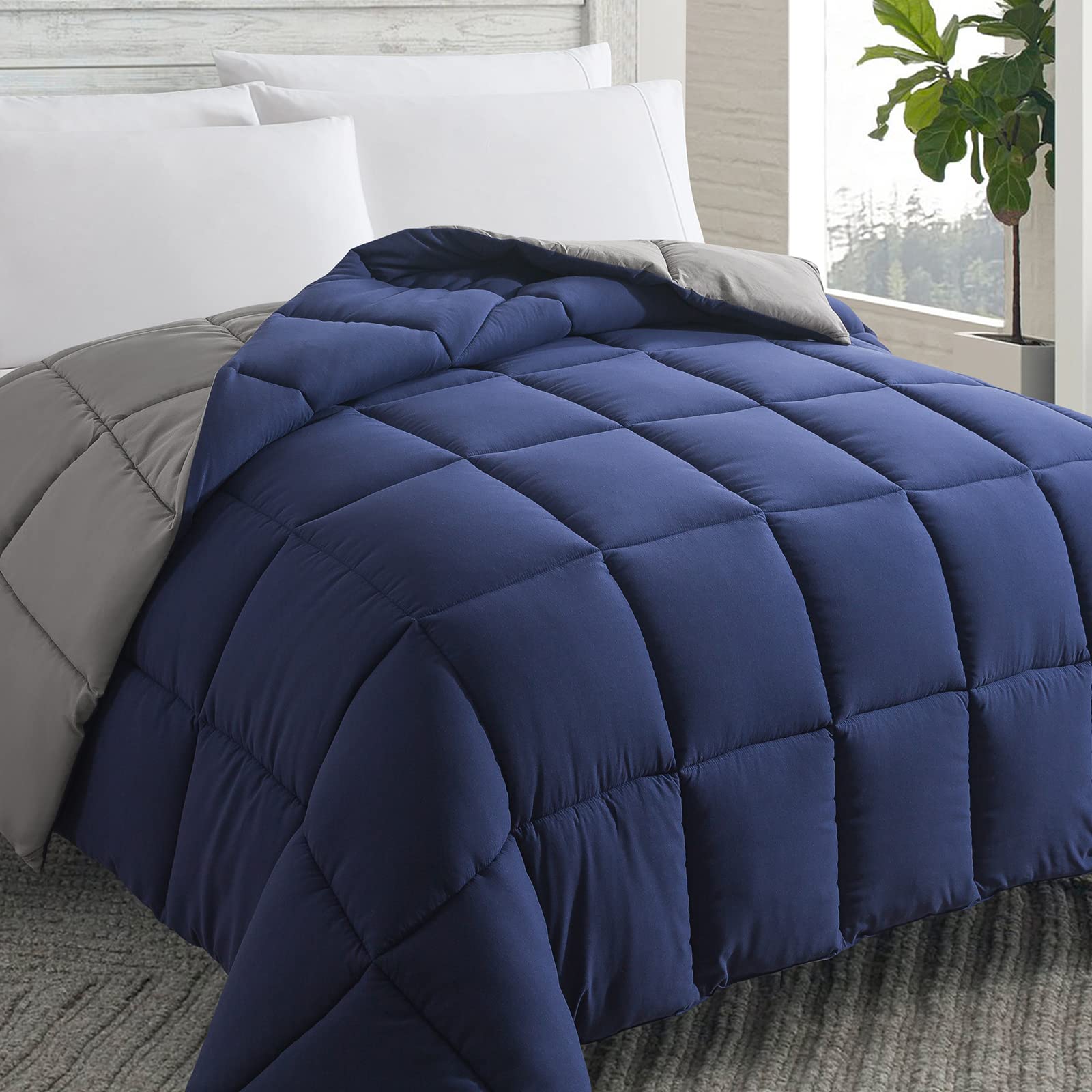 Photo 1 of Cosybay Down Alternative Comforter (Blue/Grey, Full) - All Season Soft Quilted Full Size Bed Comforter - Duvet Insert with Corner Tabs -Winter Summer Warm Fluffy, 82x86 inches