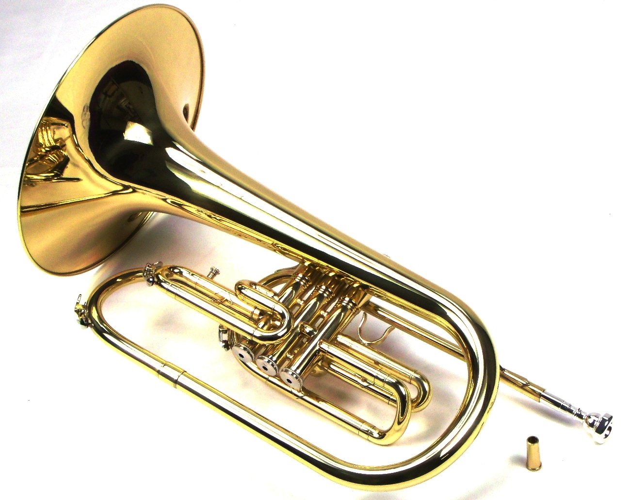 Moz Advanced Monel Pistons Marching Mellophone Key of F with Case and MouthpieceGold Lacquer