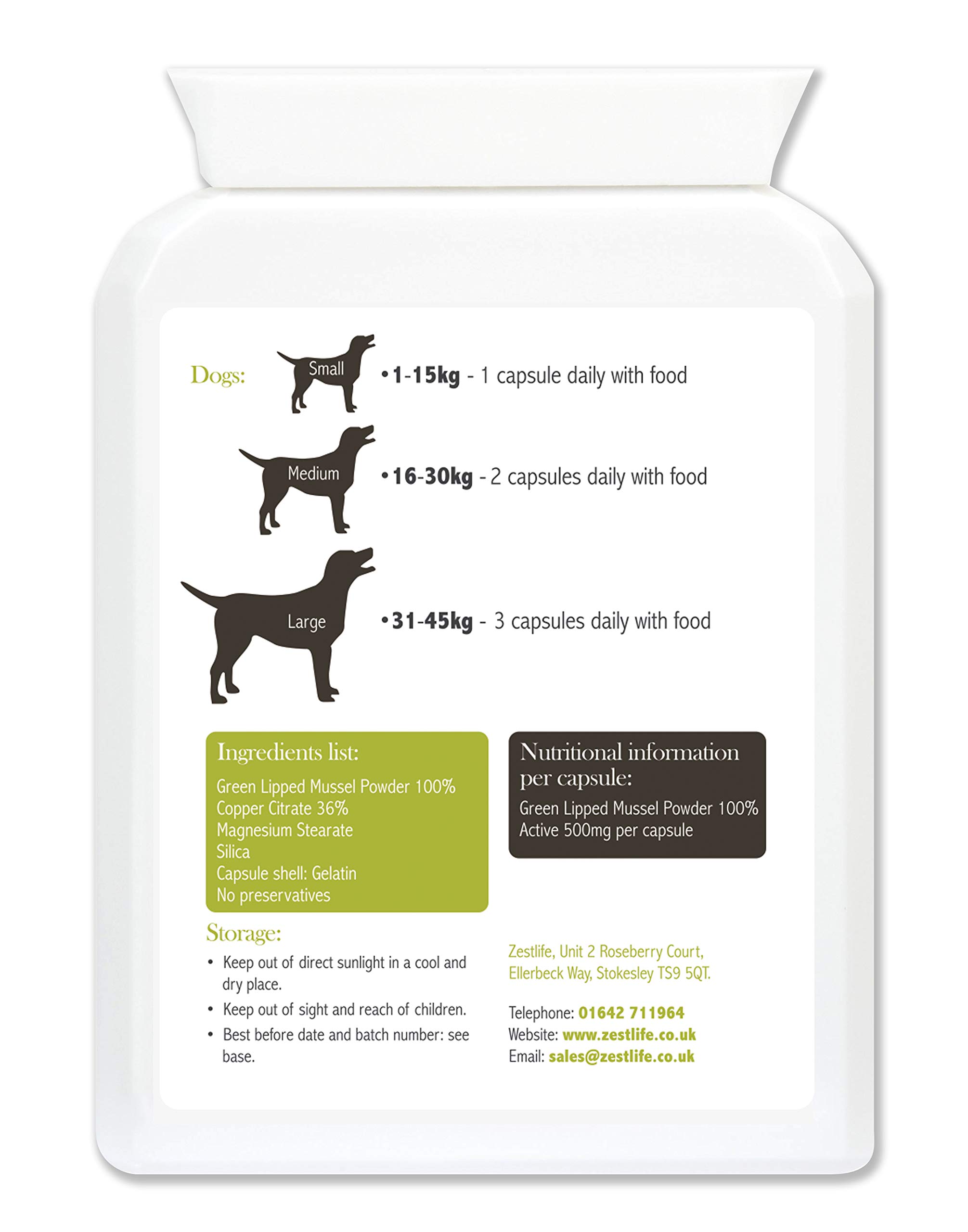 Zestlife Green Lipped Mussel for Dogs High Strength 90 capsules Buy
