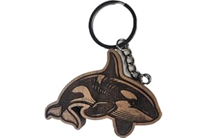 Orca Walnut Keychain – Handmade Wooden Keychain with Laser-Engraved Killer Whale Design