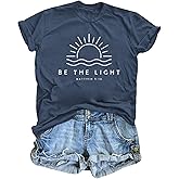 Sulayesh Christian Be The Light Shirts for Women Bible Verse Shirts Jesus Religious Faith Tshirts Inspirational Tees Tops