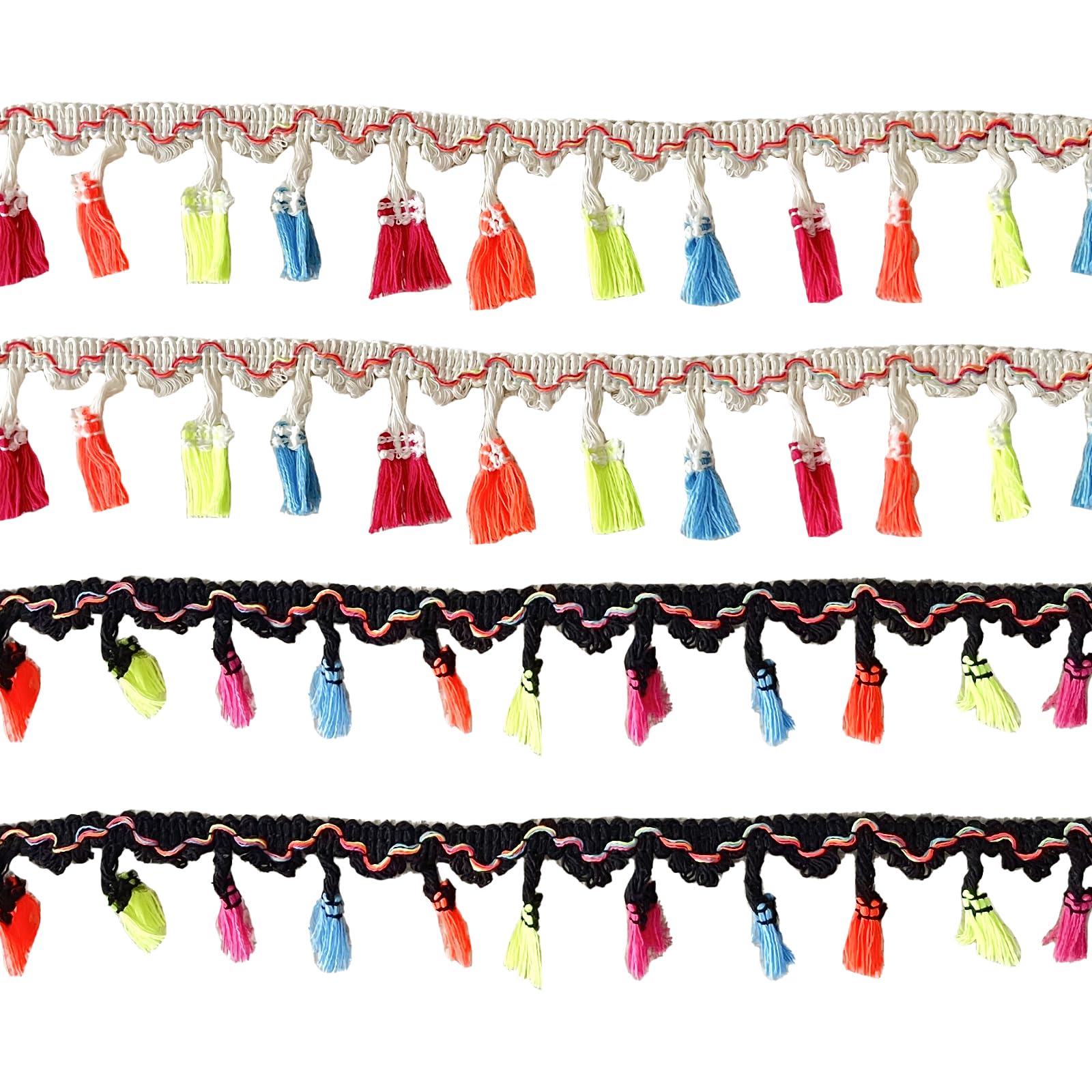 Photo 1 of 20 Yards Colorful Tassel Fringe, Lace Fabric Trim Ribbon for Sewing Curtain Dress Clothes DIY Craft