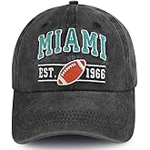 Terojnkl Embroidered City Football Hat for Men Women, Adjustable Unisex Cotton Fans Baseball Cap