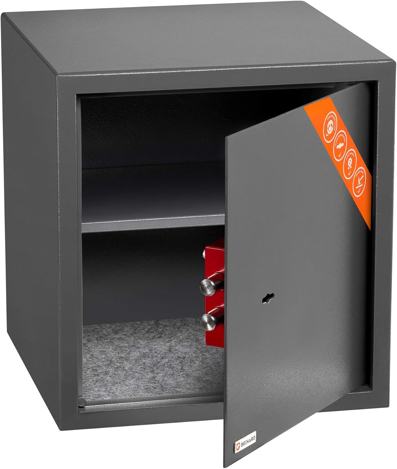Brihard Business Key Lock Safe 40x36x36cm with Fireproof Money Bag, Large Document Safe 48L with Removable Shelf - Image 5