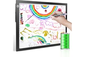 LooEooDoo Rechargeable A4 Light Drawing Board, Lithium Battery Powered Light Pad, Adjustable Brightness LED Tracing Light up Box Ideal for Diamond Art, Weeding Vinyl, Viewing Slides, Stenciling