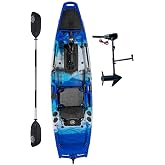 BKC Brooklyn 10.5 Pro Pedal Fishing Kayak, Propeller Drive | Hands-free propeller drive, rudder steering, aluminum frame seat, 440 lb capacity, motor-ready, 10.5 ft solo hull
