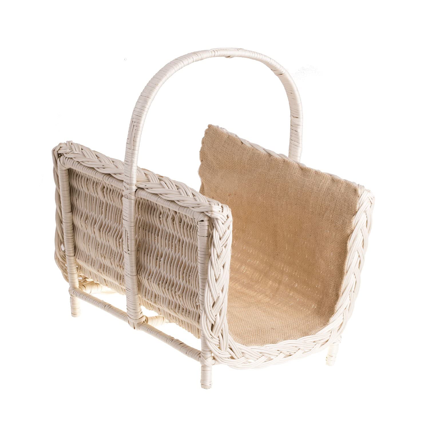 e-wicker24 Alles aus Weide Solid Willow Fireplace Basket, Natural-Coloured Wicker Fireplace Basket (Cream with Jute)