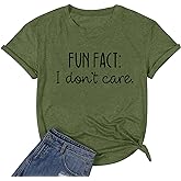 Calvin Fun Fact l Don't Care Letter Print T-Shirt for Women Funny Sayings Graphic Tees