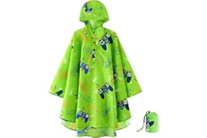 WAWSAM Lightweight Kids Rain Poncho Reusable Toddler Raincoat Waterproof Rain Jacket