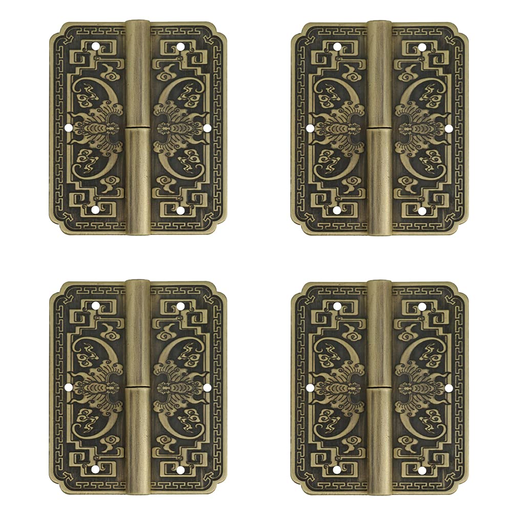 Tiazza 4Pcs Antique Brass Double Doors Hinges Cabinet Drawer Wardrobe Bookcase Door Removable Hinges Furniture Accessories