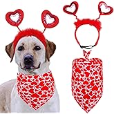 Valentines Heart Headband Dog Costume Pet Red Love Hearts Headband for Dog Cat Glitter Valentine's Day Supplies