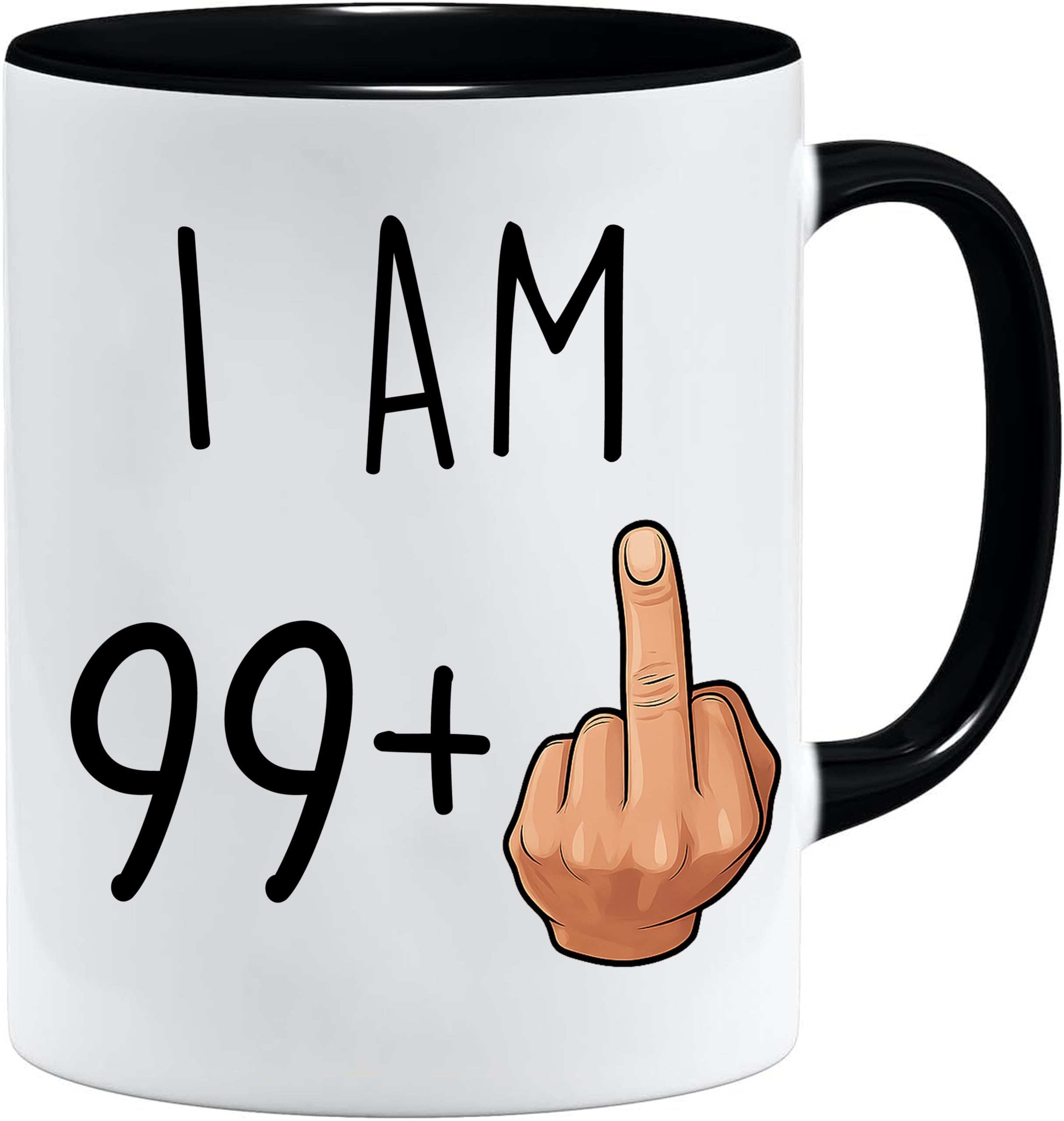 Acen Merchandise JungleMug | 100th Birthday Gifts for Women | Funny 99+1 Birthday Mug Gift for Her Or Him | I Am 99+1 Middle Finger Joke Cup