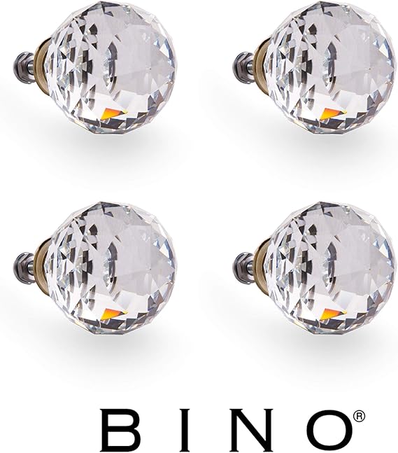 Bino 4 Pack Crystal Drawer Knobs 1 5 Diameter 38mm Bronze