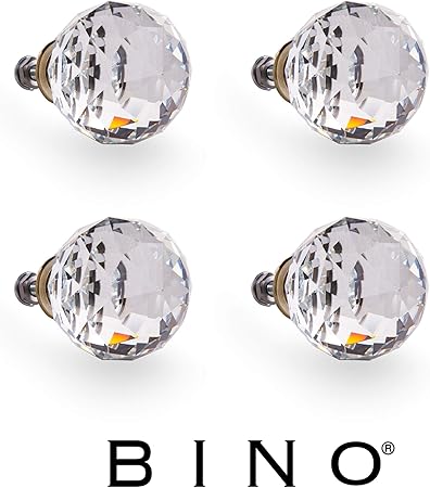 Bino 4 Pack Crystal Drawer Knobs 1 5 Diameter 38mm Bronze