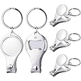 TXIN 5 Pieces 3-in-1 Nail Clipper with Bottle Opener and Keychain, Stainless Steel Nail Cutter Trimmer, Portable Fingernail Manicure Outdoor Travel EDC Multitool for Men Women