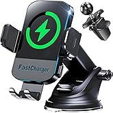 CHGeek Wireless Car Charger, 2026 Upgrade 15W Fast Charging Auto Clamping Car Phone Holder Charger, Phone Holders for car Mount, fit for iPhone 17 16 15 14 13 Mini Pro Max XR,Samsung Galaxy S25 Ultra