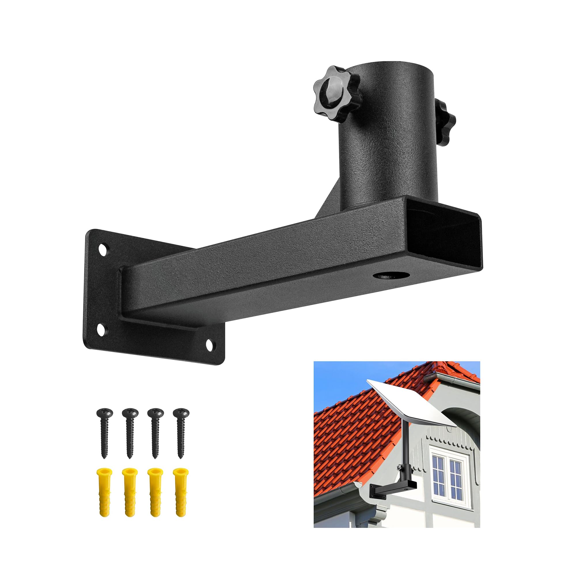 VANROUG L Shaped Wall Mount Bracket for Satellite Dish and Antenna - Compact Roof Mount for Small Dishes