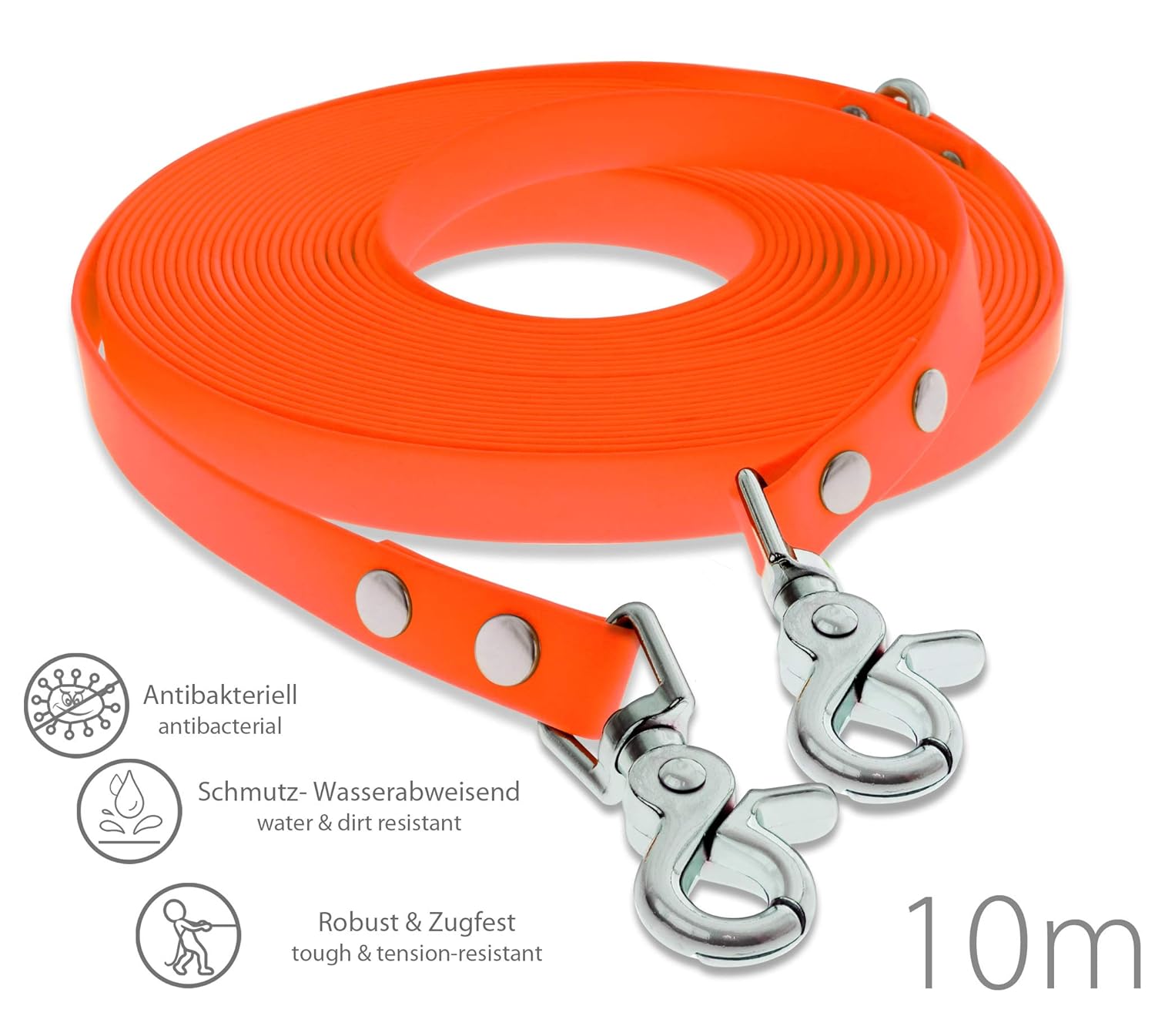 SNOOT 10m / 33ft long dog training lead with 2 hooks/Carabiner