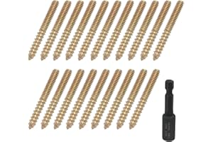 Jiozermi 20 Pcs 1/4-20 x 2 Hanger Bolts, Double Head Screws Self Drilling Wood Dowel Screws with Hanger Bolt Driver, Carbon Steel Fasteners for Stairs, Furniture, and DIY Projects