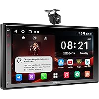 ATOTOZONE Android Double-DIN Car Stereo 7 Inch Wireless CarPlay&Android Auto, Wi-Fi/Bluetooth/USB Tethering, GPS Tracking, AI