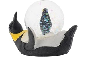 Elanze Designs Yellow Neck Penguin Mommy and Chick Magical Whimsical Tabletop Dresser Nightstand Figurine Miniature 45MM Sturdy Glitter Water Snow Globe Decoration