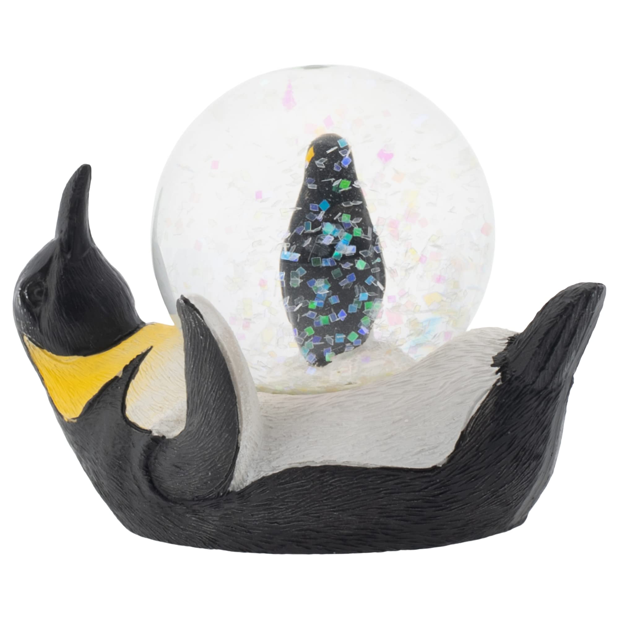 Elanze Designs Yellow Neck Penguin Mommy and Chick Magical Whimsical Tabletop Dresser Nightstand Figurine Miniature 45MM Sturdy Glitter Water Snow Globe Decoration