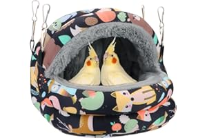 Reshiho Bird Nest House Winter Warm Bird Bed Hanging Hammock Snuggle Hut for Parakeets Budgies Cockatiels Conures Quaker Parrot (Medium, Black)