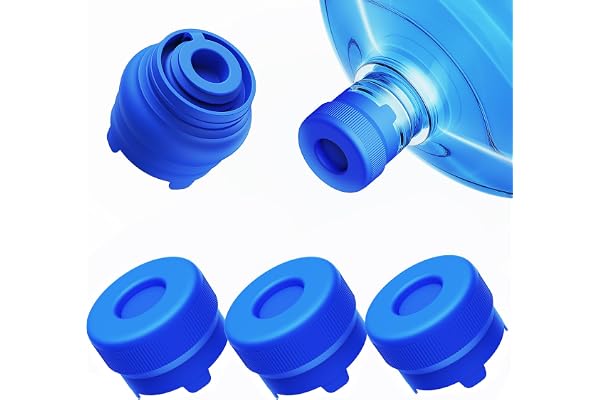 Morsatie Reusable 3 & 5 Gallon Water Jug Cap, No Leaking & Popping Open, Food Grade Silicone, Blue, 3Pcs