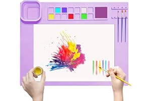 SOQKEEN Silicone Painting Mat 20"x16" Silicone Craft Mat with Detachable Cup Collapsible Non-Stick Art Mat Silicone Beading M
