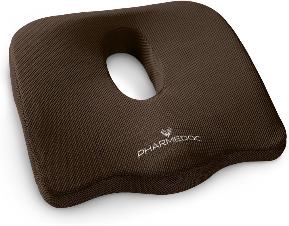 MEINAIER Orthopedic Coccyx Seat Cushion Foam Tailbone Pillow Relieves Sciatica, Back, and Tailbone Pain Brown