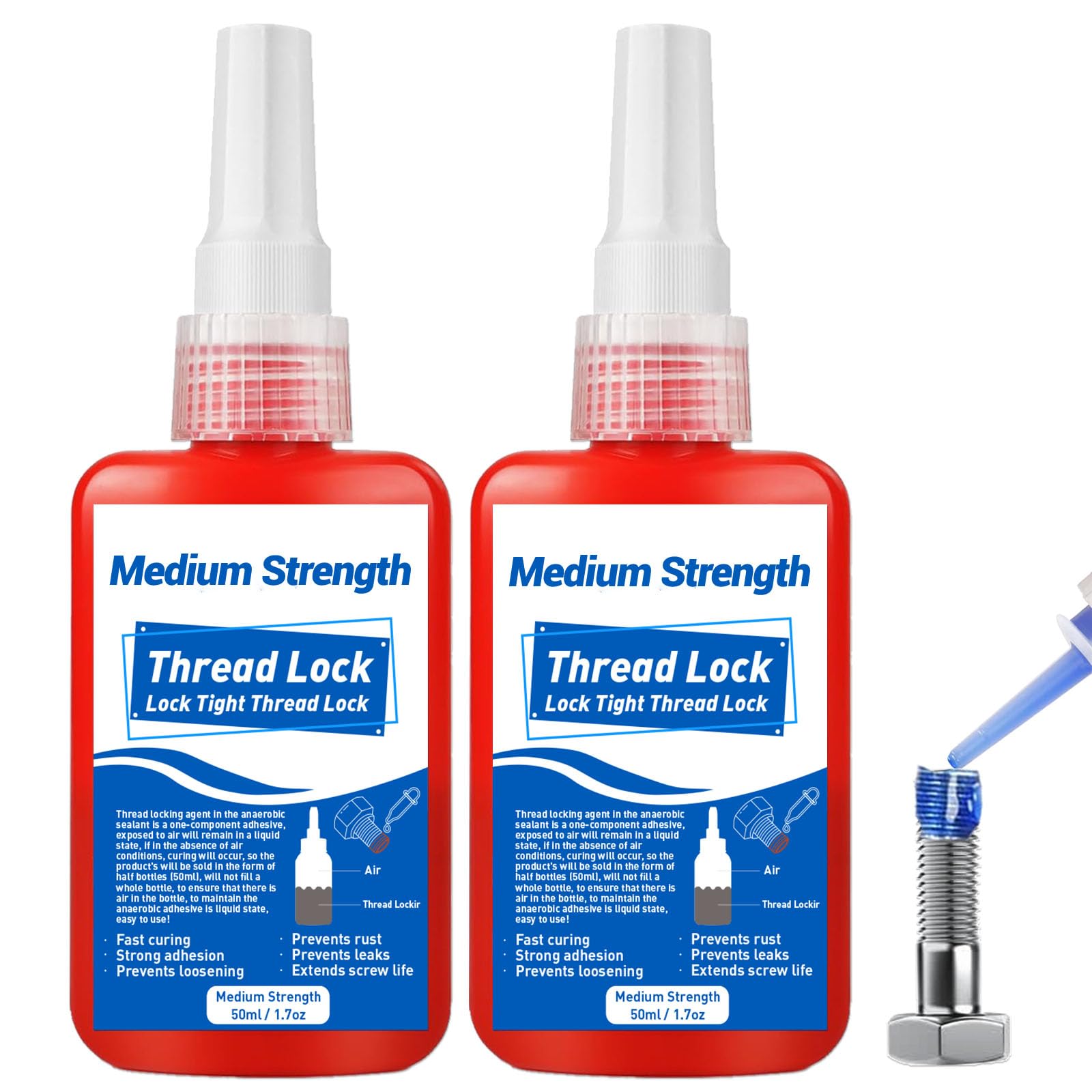 100ml Thread Lock, Locktight Threadlock Medium Strength, Threadlocker Lock & Seal Nuts, Bolts, Stable and Anti-Rust