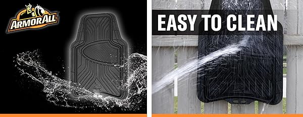 ARMOR ALL 4-PIECE ALL-SEASON FLOOR MATS, CUSTOM FIT CAR MATS, ALL-WEATHER CAR FLOOR MATS, TRIM-TO-FIT AUTOMOTIVE FLOOR MATS FOR CARS, TRUCKS, SUVS, VEHICLE FLOOR LINER – BLACK