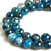 100pcs 8mm Blue Dragon Vein Agate Beads Natural Gemstone Beads Round Loose Beads for Crafting and Jewelry Making