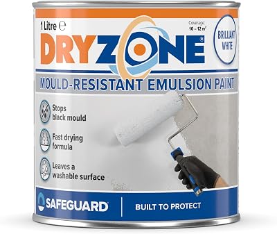 Dryzone Dryzone Anti Mould Paint 1L White Emulsion Mould Resistant 10-12m2