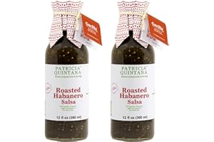 Patricia Quintana Roasted Habanero Salsa - Authentic Artisanal Mexican Ingredients - Perfect topping to your tacos, burritos, enchiladas or other favorite food (12 oz, 2 Bottles)