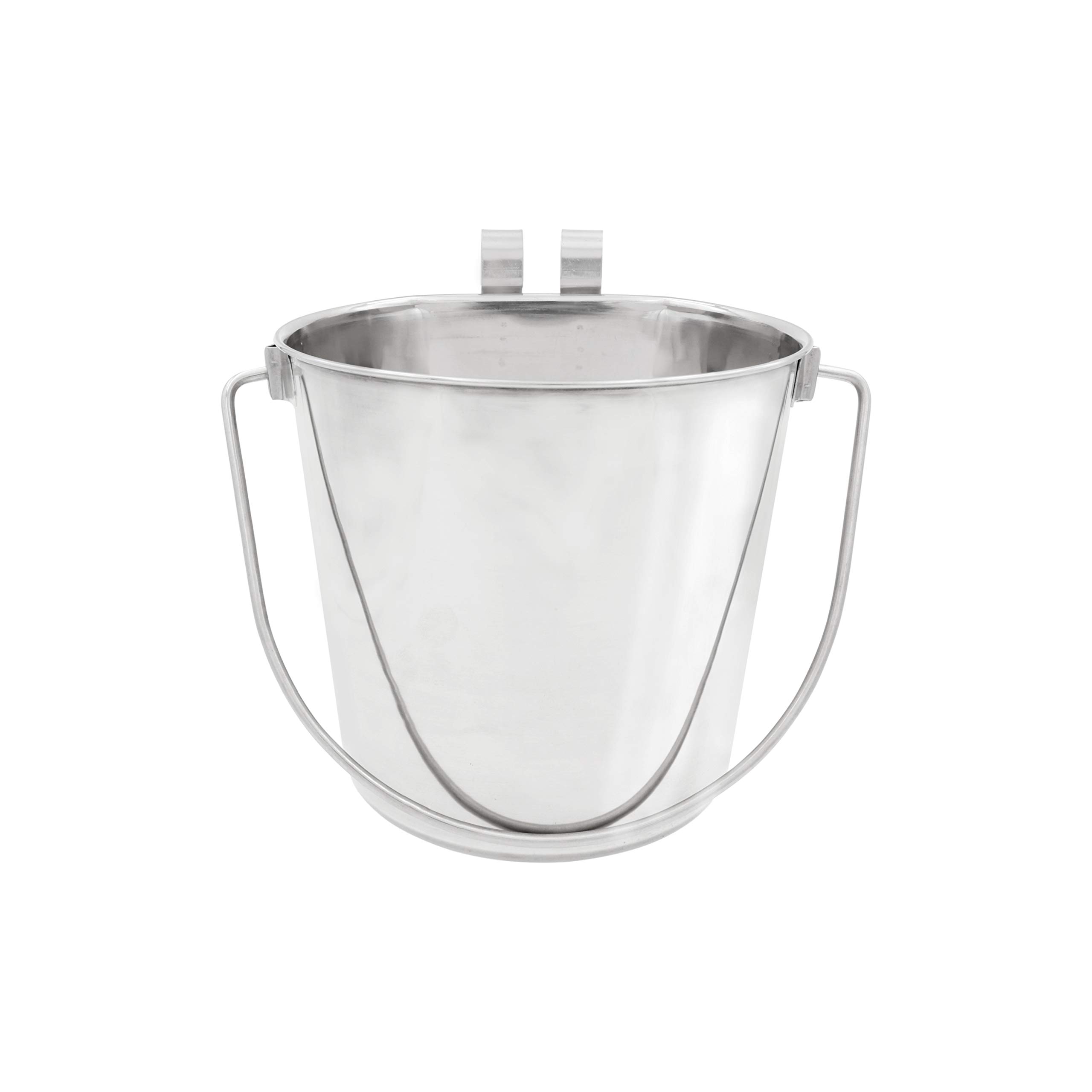 Fuzzy Puppy Flat Sided Pail with Dual Hooks, Snugly Fit On Dog, Cat and Critter Crates & Cages, Heavy Duty Stainless Steel | 4 Quart, (PN: FSP-4)