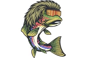 STICKY DUDE Trout Mullet Sticker - 5 Inch Vinyl Waterproof Decal for Yeti Cup, Car, Laptop, Wall, Window, Bumper
