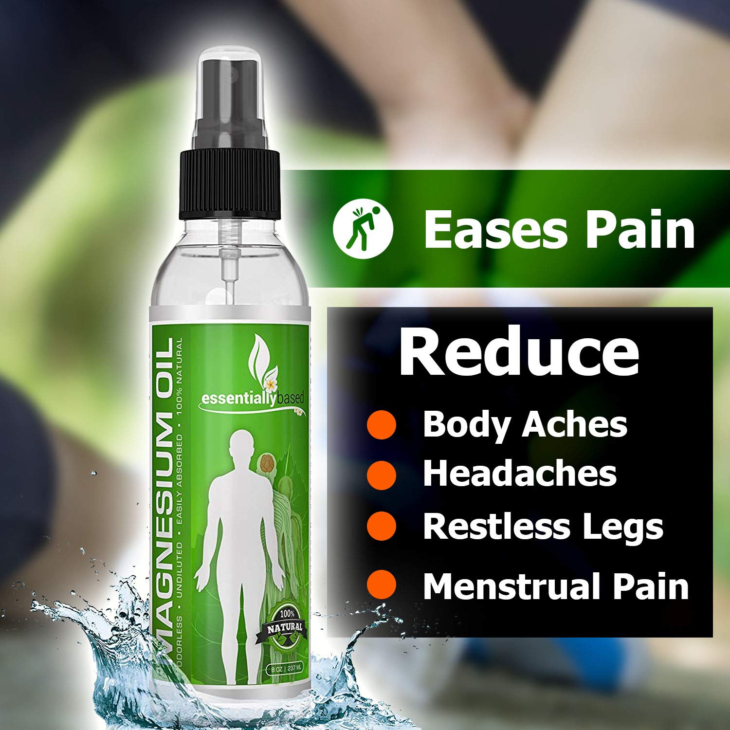 Magnesium Oil Spray LARGE 8oz Size EXTRA STRENGTH 100 Pure for