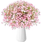 Veneloo Babys Breath Artificial Flowers, 24Pcs Fake Baby Breath Flowers Artificial Bulk Faux Gypsophila Real Touch Flowers for Wedding DIY Bouquet Arrangement Party Home Garden Decor, Pink