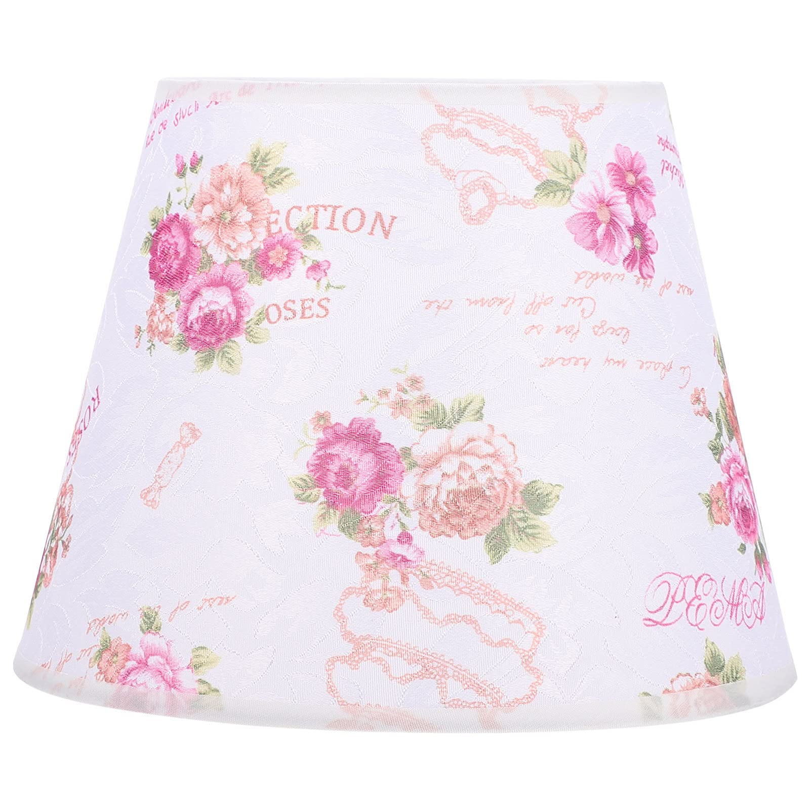 OSALADI Home Decor Home Decor Lamp Shade Cloth Art Chandelier Lampshade Rose Flower Pattern Light Cover Light Cover Frame Floor Ceiling Light Shade Replacement E27 Lamp Shades Lamp Shades