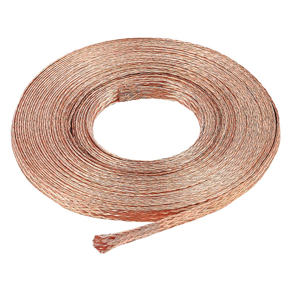 BENECREAT 8.75Yds 6mm Copper Braided Flat Braid Cable Ground Strap for Signal Screening, Noise Reduction