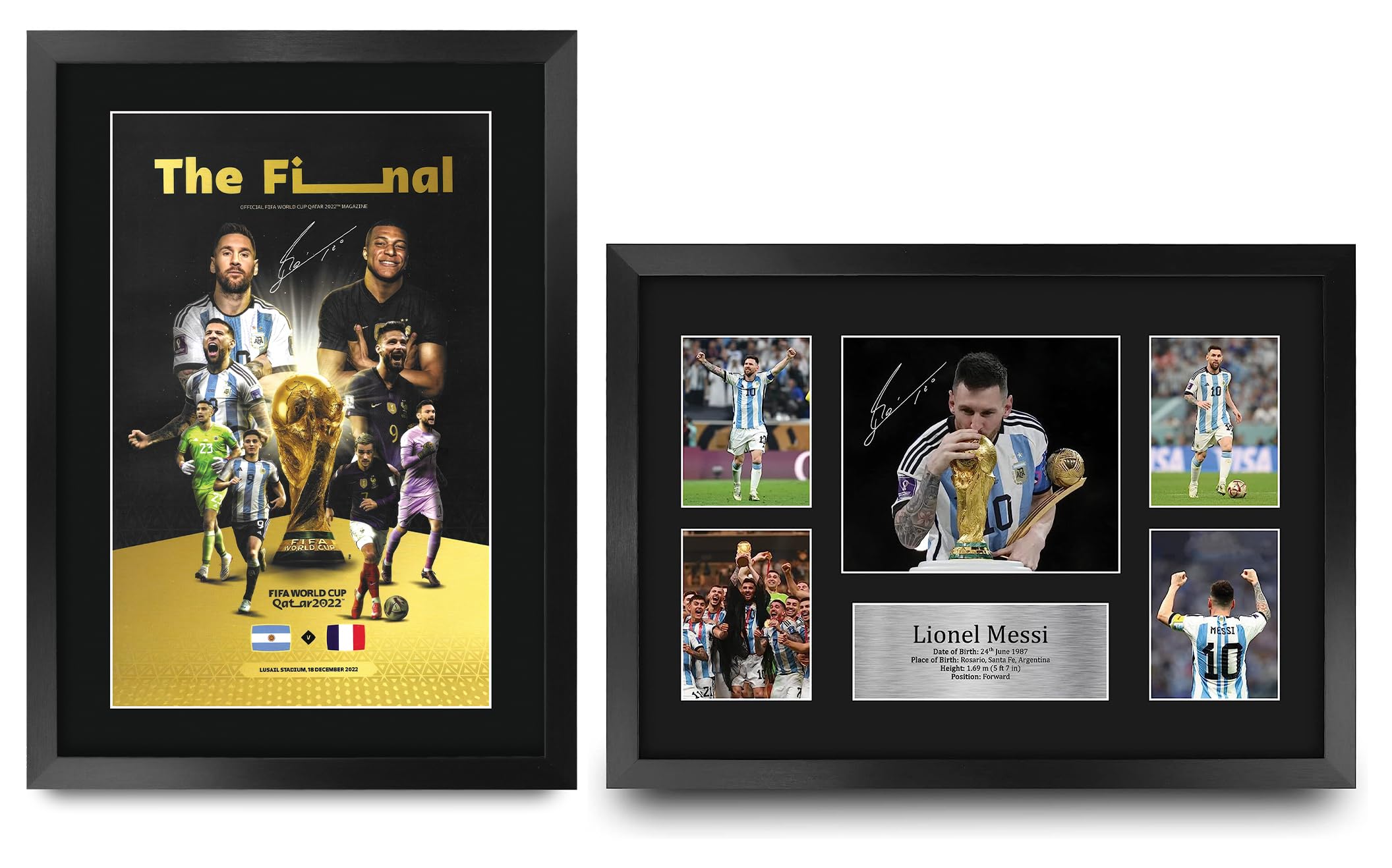 HWC Trading FR A3 Messi World Cup Display & Programme Collection Printed Memorabilia Signed Autograph Photograph Display for Football Fans and Supporters - A3 Framed