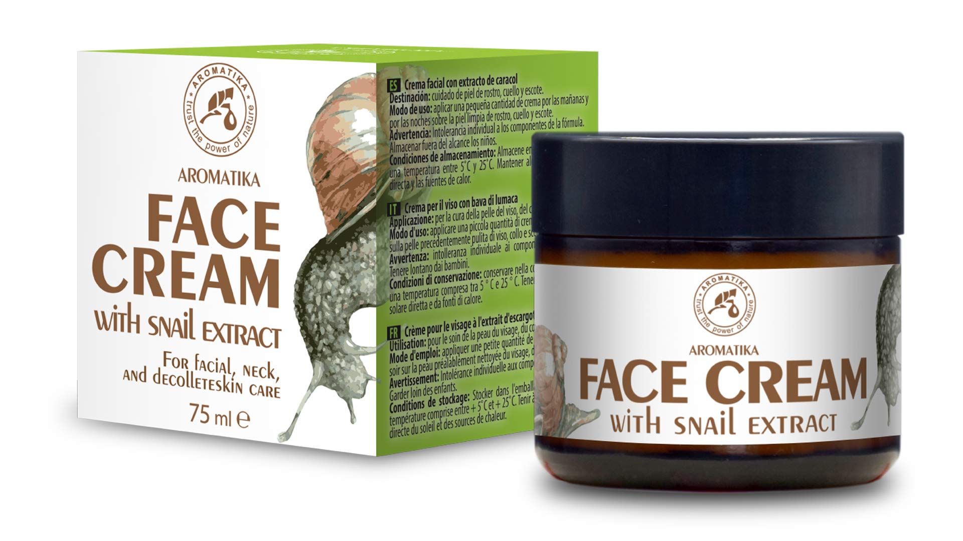 Snail Face Cream 75ml - Natural Cream with Snail Extract & Aloe for Skin with Uneven Colour, Freckles, Wrinkles - Moisturizes - Evens Tone of Face - Rejuvenates & Accelerates Skin Regeneration