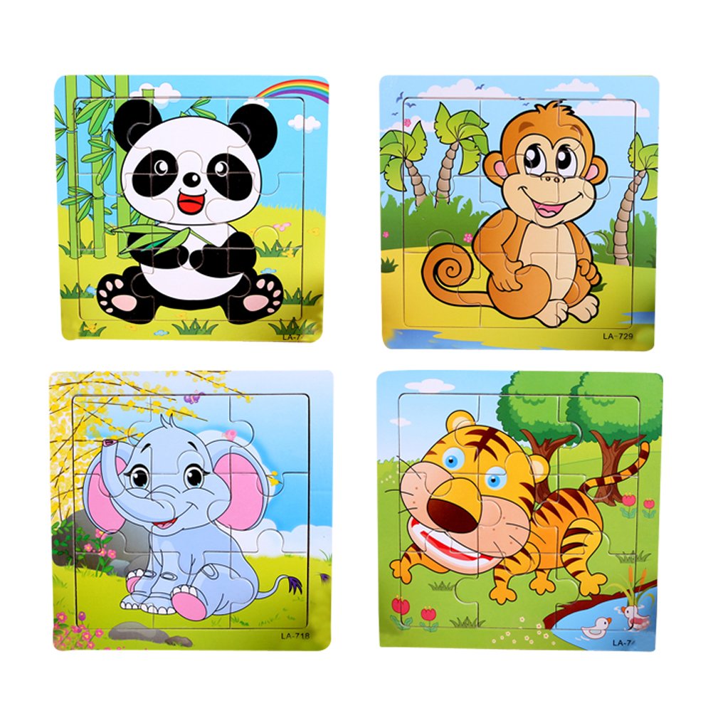 Buy 4pcs 9 Puzzles In 1 Animal Wooden Chunky Puzzle Colorful Toys For Toddlers Preschool Aged Baby Kids Educational And Sensory Learning Elephant Tiger Panda Monkey Online At Low Prices In India Amazon In