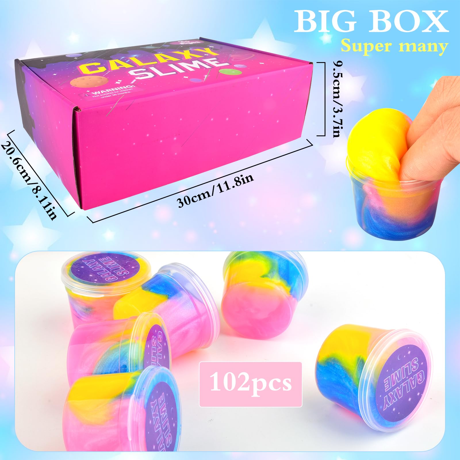 102 Pack Bulk Galaxy Slime Kit, Party Favors for Kids Slime Cup Bulk DIY Stress Relief Putty Toy Stretchy & Non-Sticky Christmas Easter Birthday Goodie Bag Stuffer Classroom Reward for Girls Boys